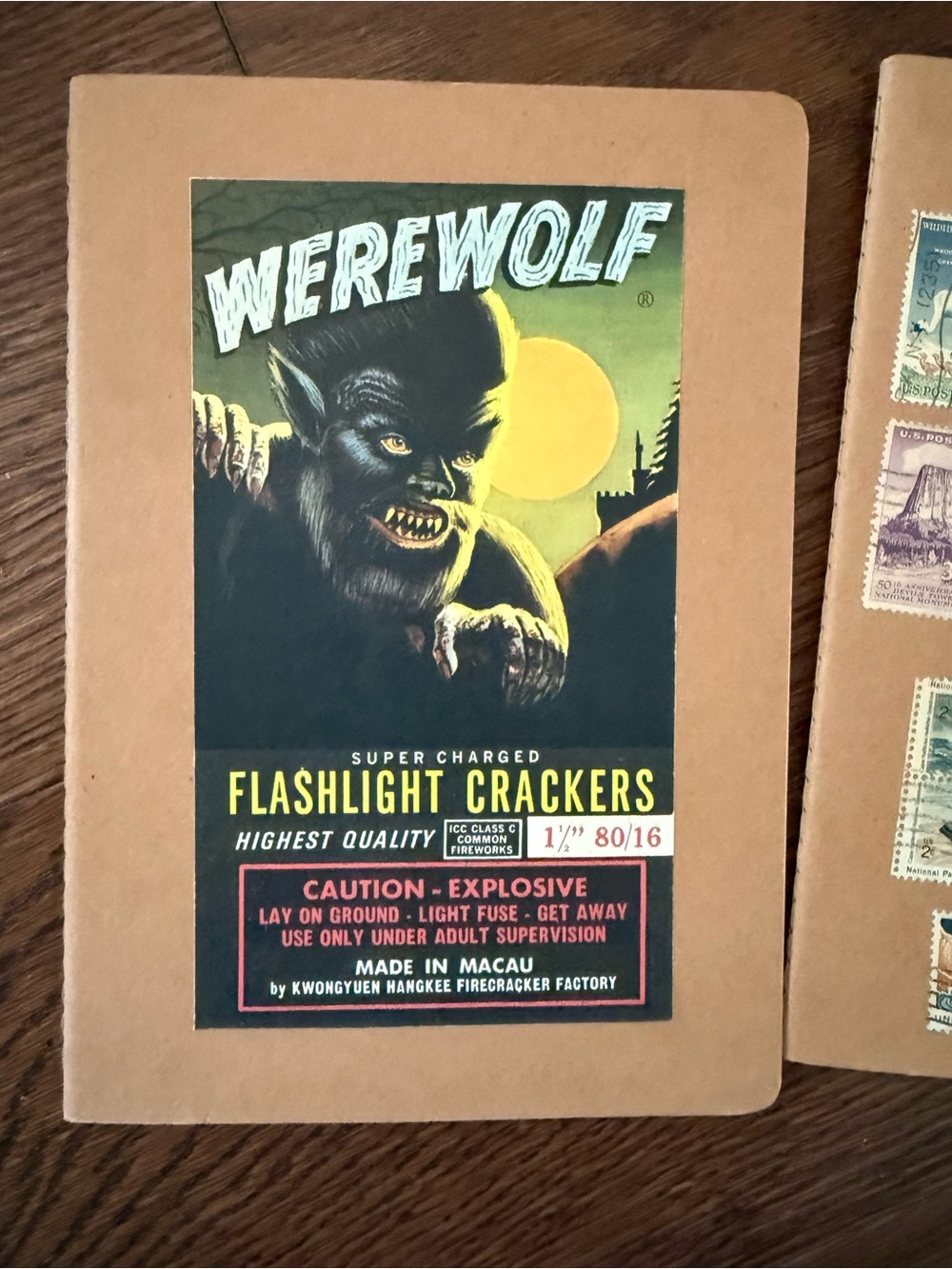 Journal Notebook Writing Classic Werewolf Deco Art - Brown